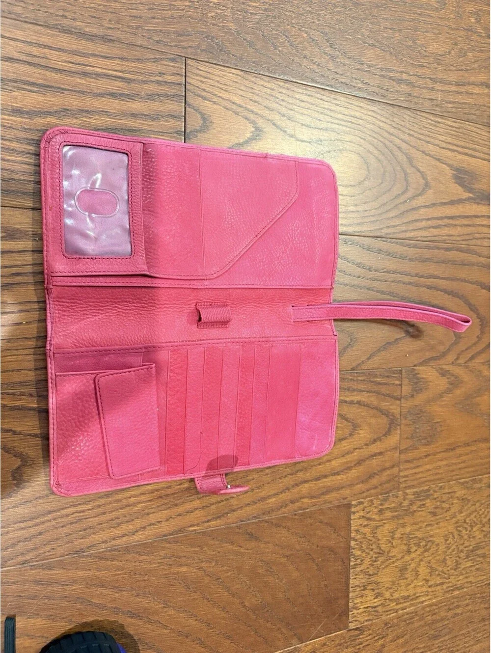 Vintage Fossil Pink Leather Wallet Biifold Organizer Keyhole Coin 9.5